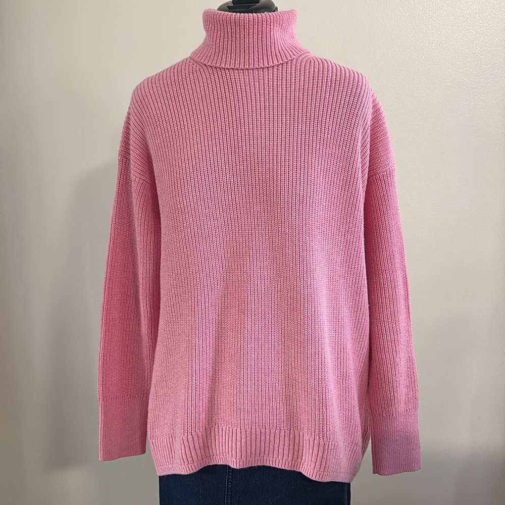 J. Crew Pink Ribbed Turtleneck Sweater